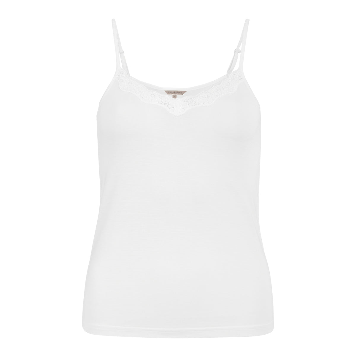Lady Avenue Silk Jersey Camisole top, hvid - 23-10421 - 00 - Off White