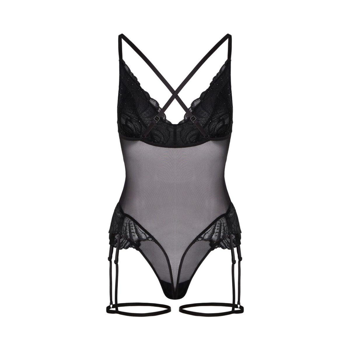 Hunkemöller Erica bodystocking, sort - 306692 - Caviar - Caviar