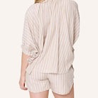 LingaDore t-shirt- og shorts-sæt, brun - 8231 - 367 - Dark Beige Stripe