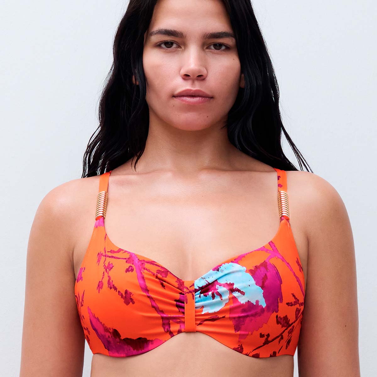 Chantelle Icon bikini top med bøjle, orange - C16VM0 - A01 - Painted Flowers