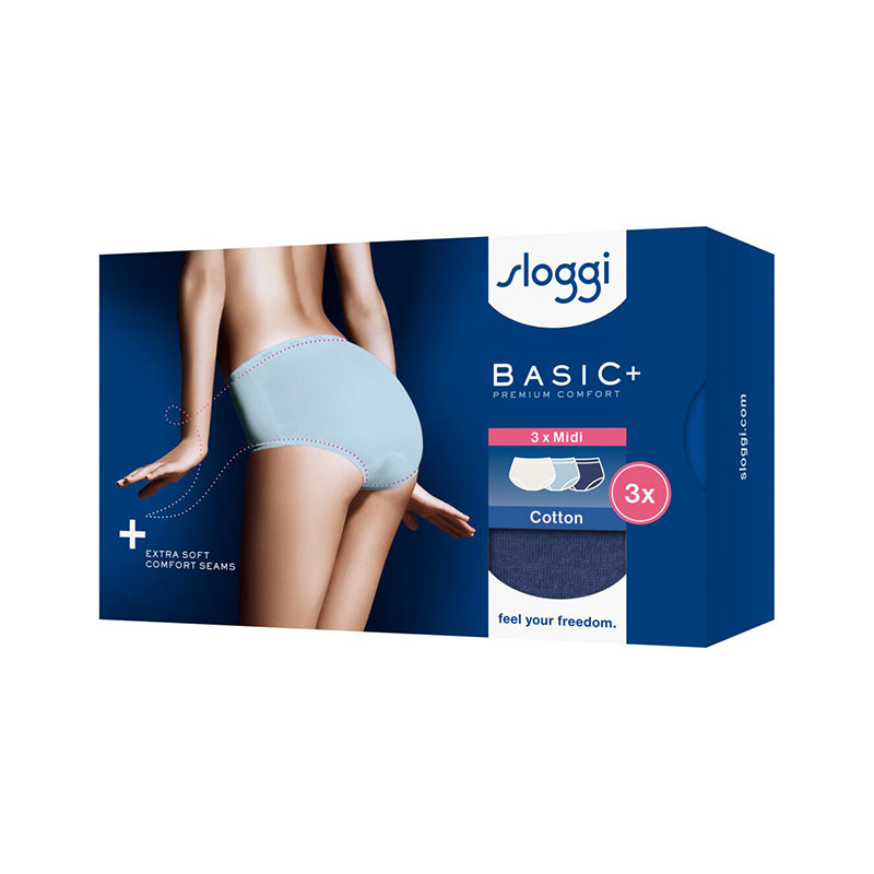 Sloggi Basic+ 3-Pack midi trusse, multi - 10107163 - V020 - Multiple Colours